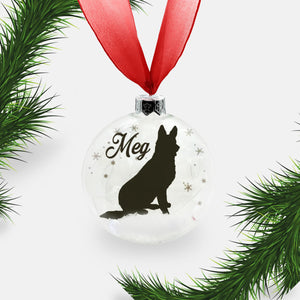German Shepherd Alsatian Dog Personalised Ornament | Custom Glass Christmas Bauble