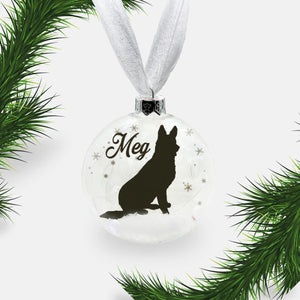 German Shepherd Alsatian Dog Personalised Ornament | Custom Glass Christmas Bauble