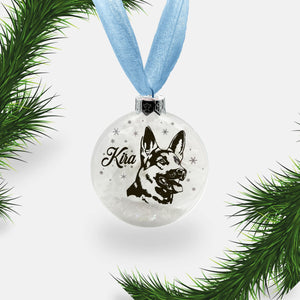 German Shepherd Alsatian Dog Personalised | Custom Glass Christmas Bauble