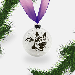 German Shepherd Alsatian Dog Personalised | Custom Glass Christmas Bauble