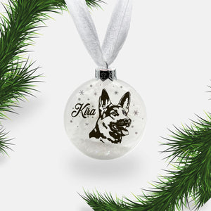 German Shepherd Alsatian Dog Personalised | Custom Glass Christmas Bauble