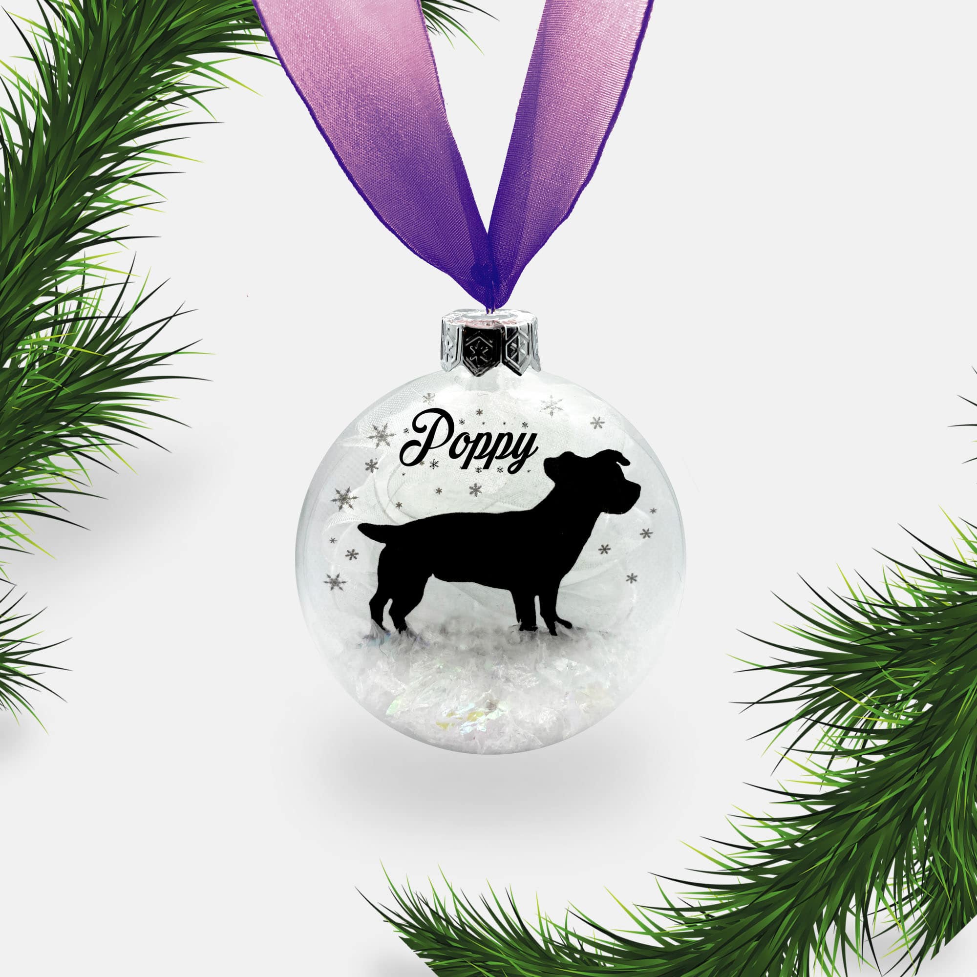 Jack Russell Terrier Dog Personalised Ornament | Custom Glass Christmas Bauble