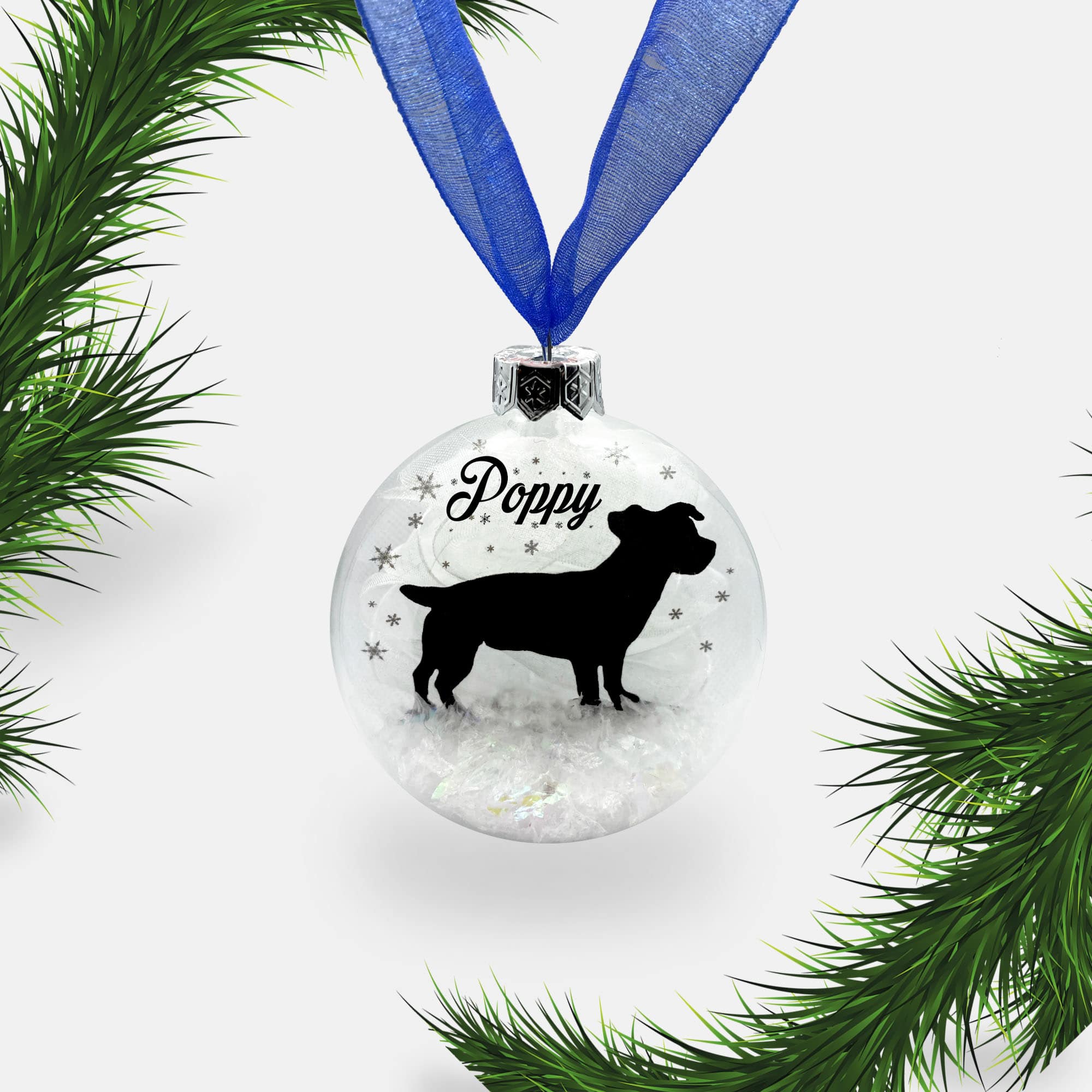 Jack Russell Terrier Dog Personalised Ornament | Custom Glass Christmas Bauble