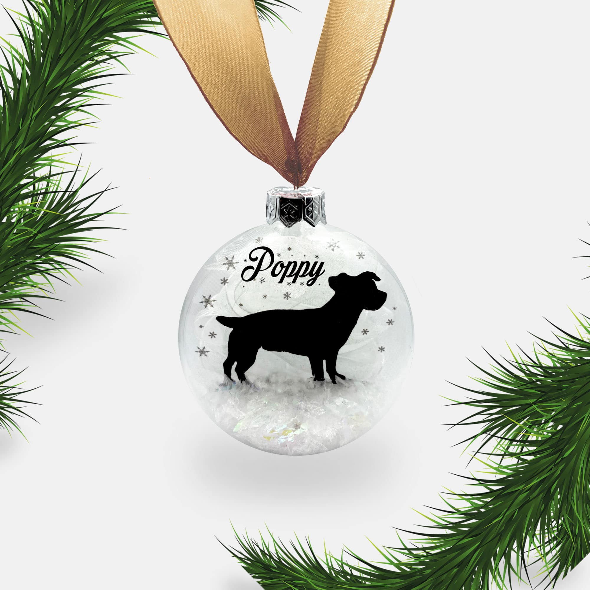 Jack Russell Terrier Dog Personalised Ornament | Custom Glass Christmas Bauble