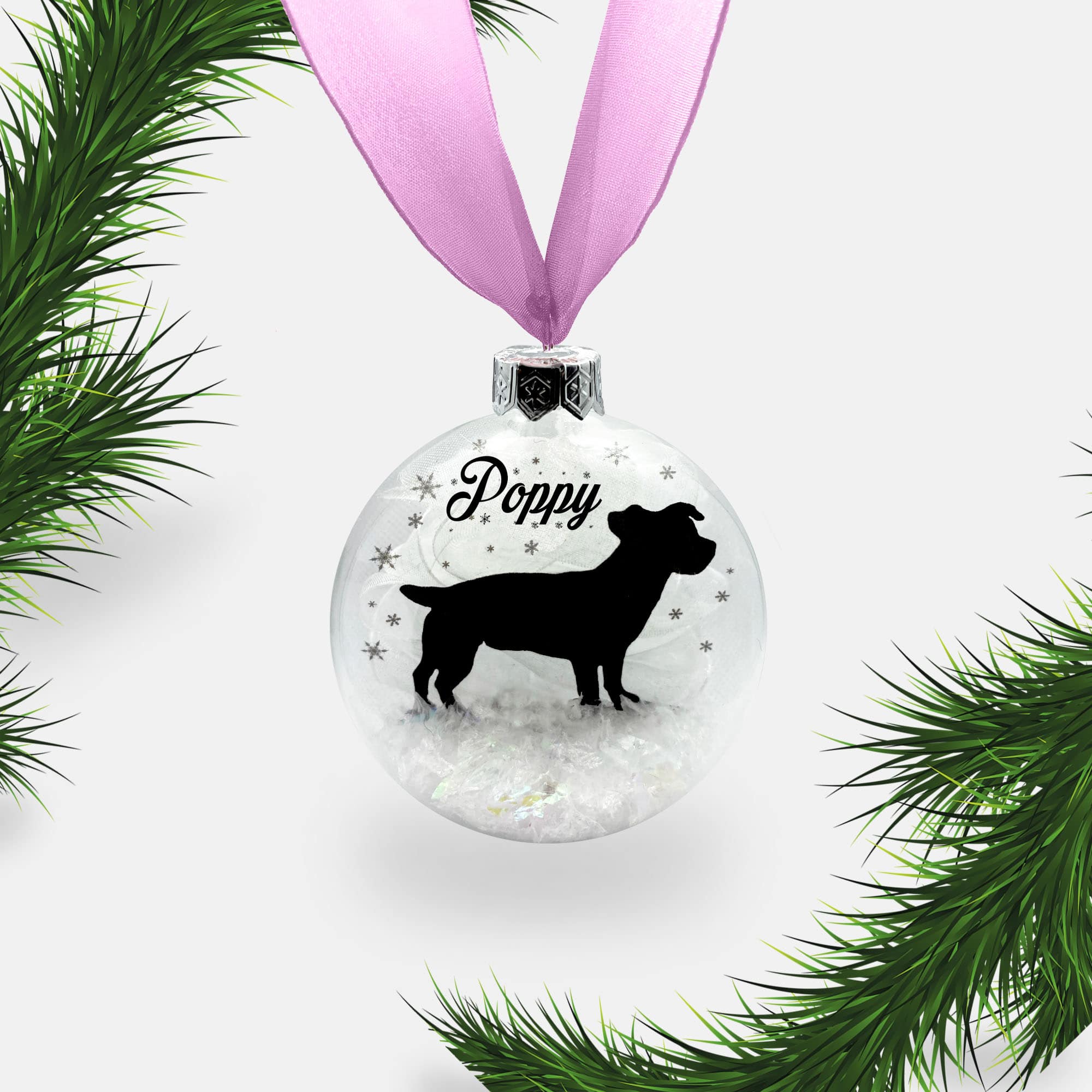 Jack Russell Terrier Dog Personalised Ornament | Custom Glass Christmas Bauble