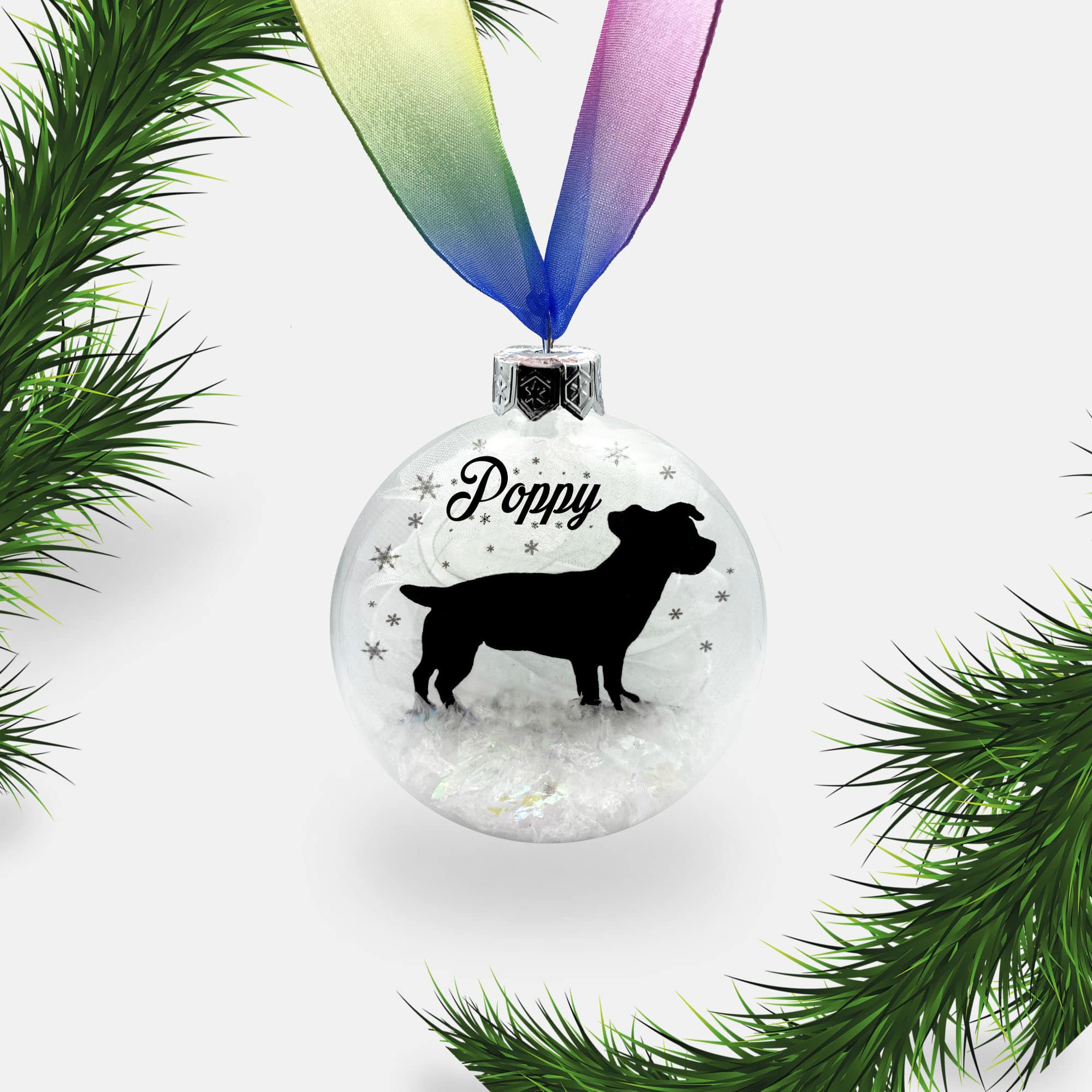 Jack Russell Terrier Dog Personalised Ornament | Custom Glass Christmas Bauble