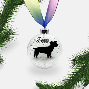 Jack Russell Terrier Dog Personalised Ornament | Custom Glass Christmas Bauble