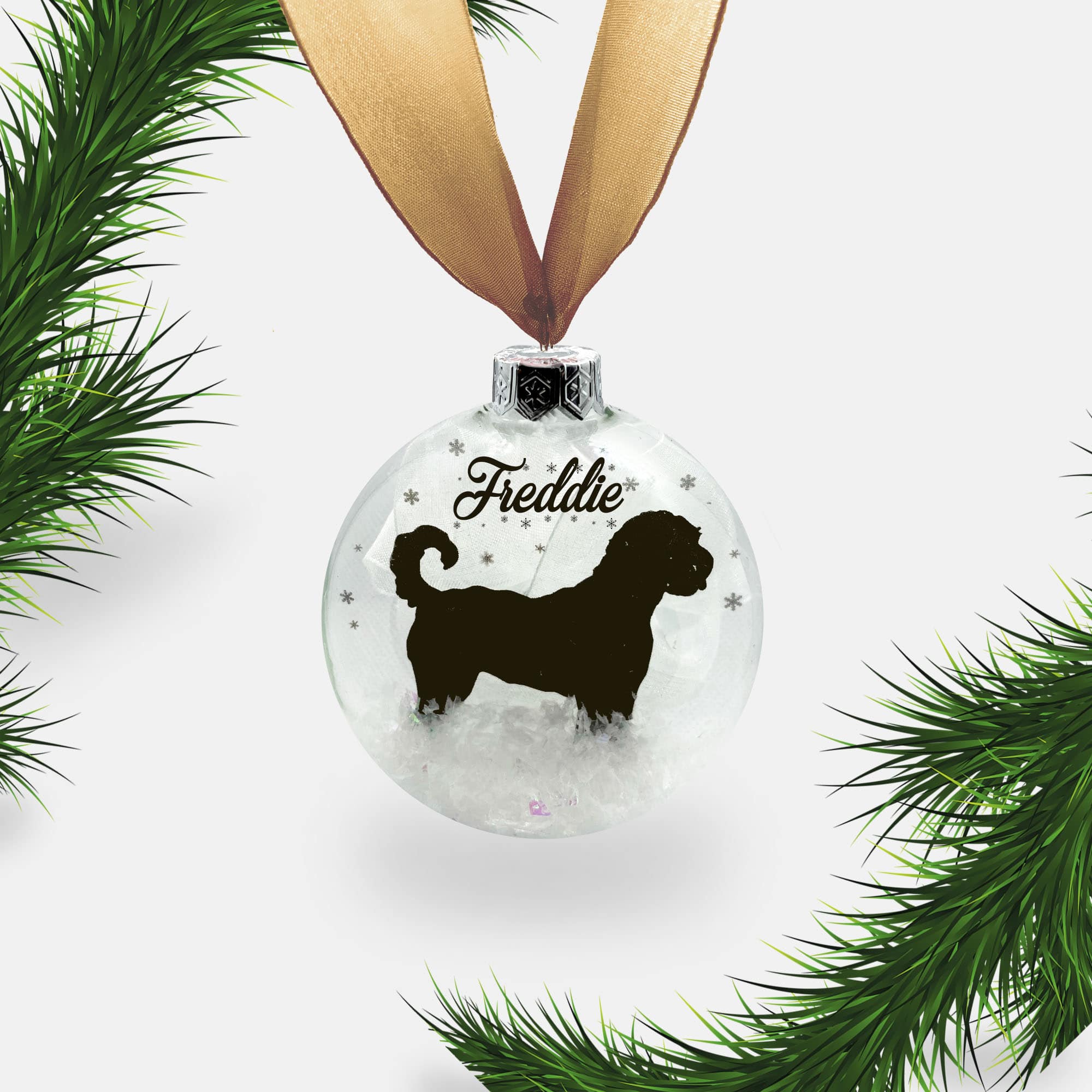 Labradoodle Dog Personalised Ornament | Custom Glass Christmas Bauble