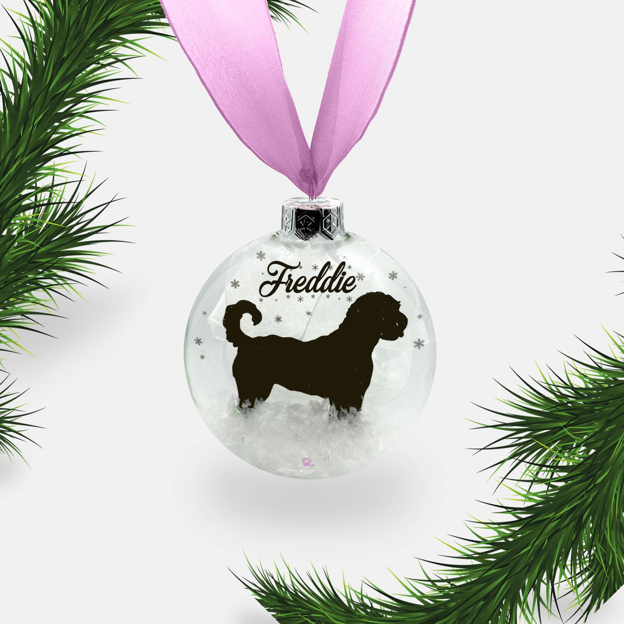 Labradoodle Dog Personalised Ornament | Custom Glass Christmas Bauble