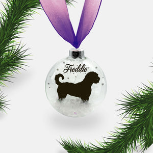 Labradoodle Dog Personalised Ornament | Custom Glass Christmas Bauble