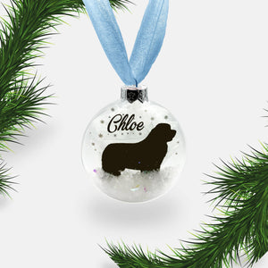 Newfoundland Dog Personalised Ornament | Custom Glass Christmas Bauble