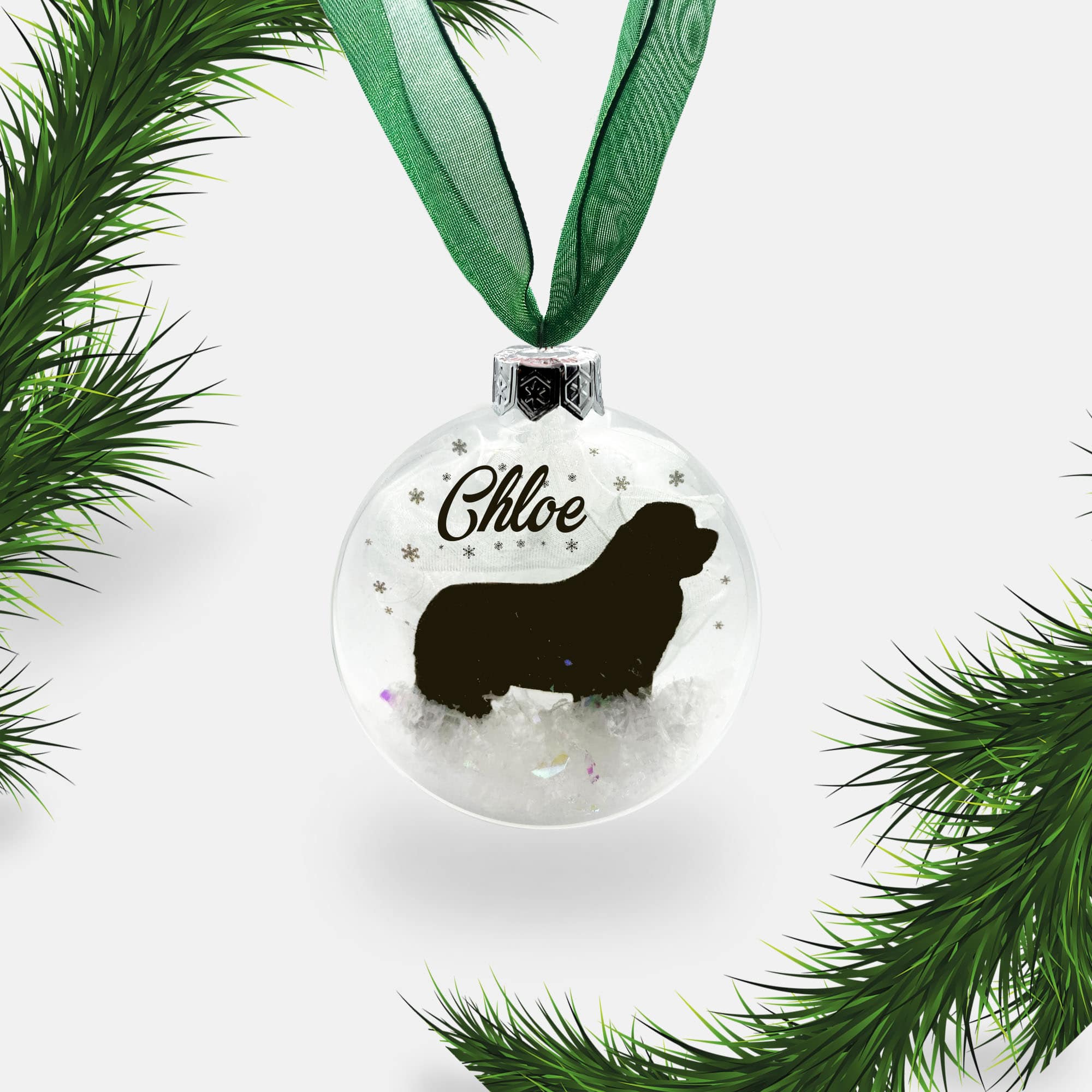 Newfoundland Dog Personalised Ornament | Custom Glass Christmas Bauble