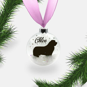 Newfoundland Dog Personalised Ornament | Custom Glass Christmas Bauble