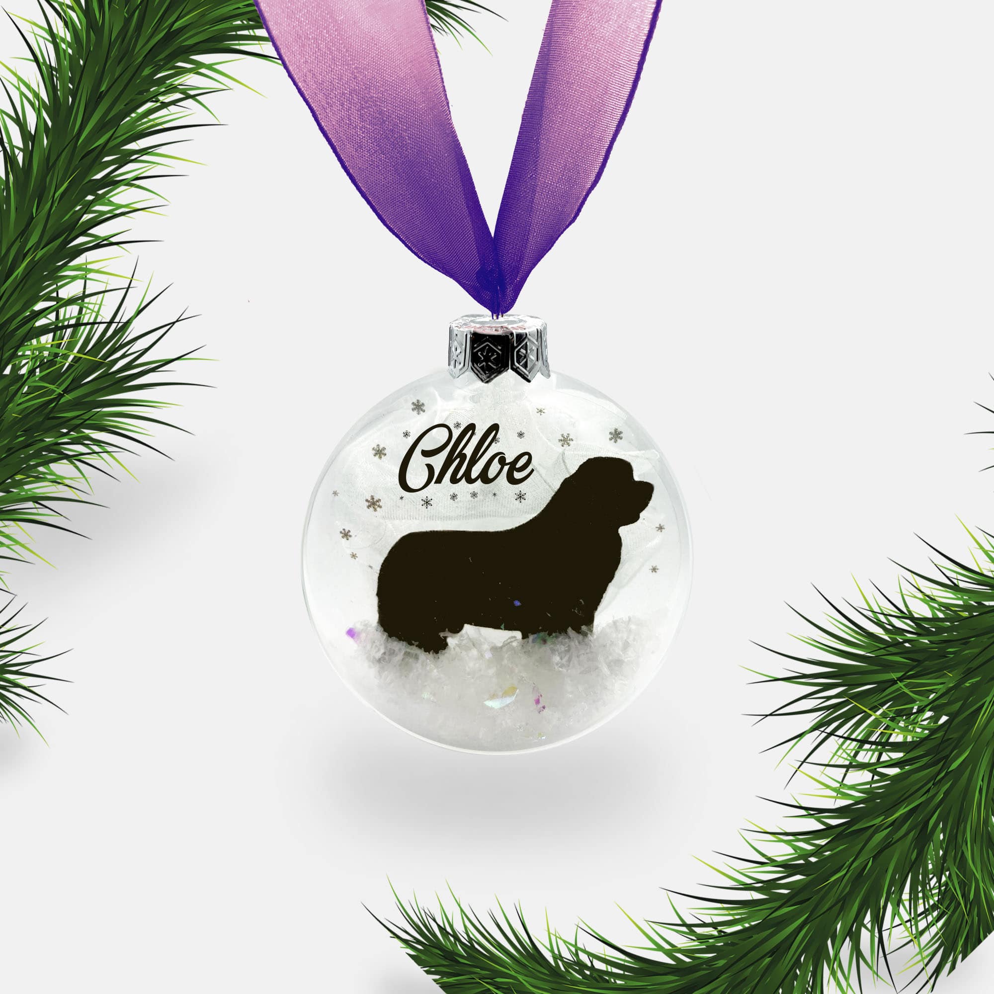 Newfoundland Dog Personalised Ornament | Custom Glass Christmas Bauble