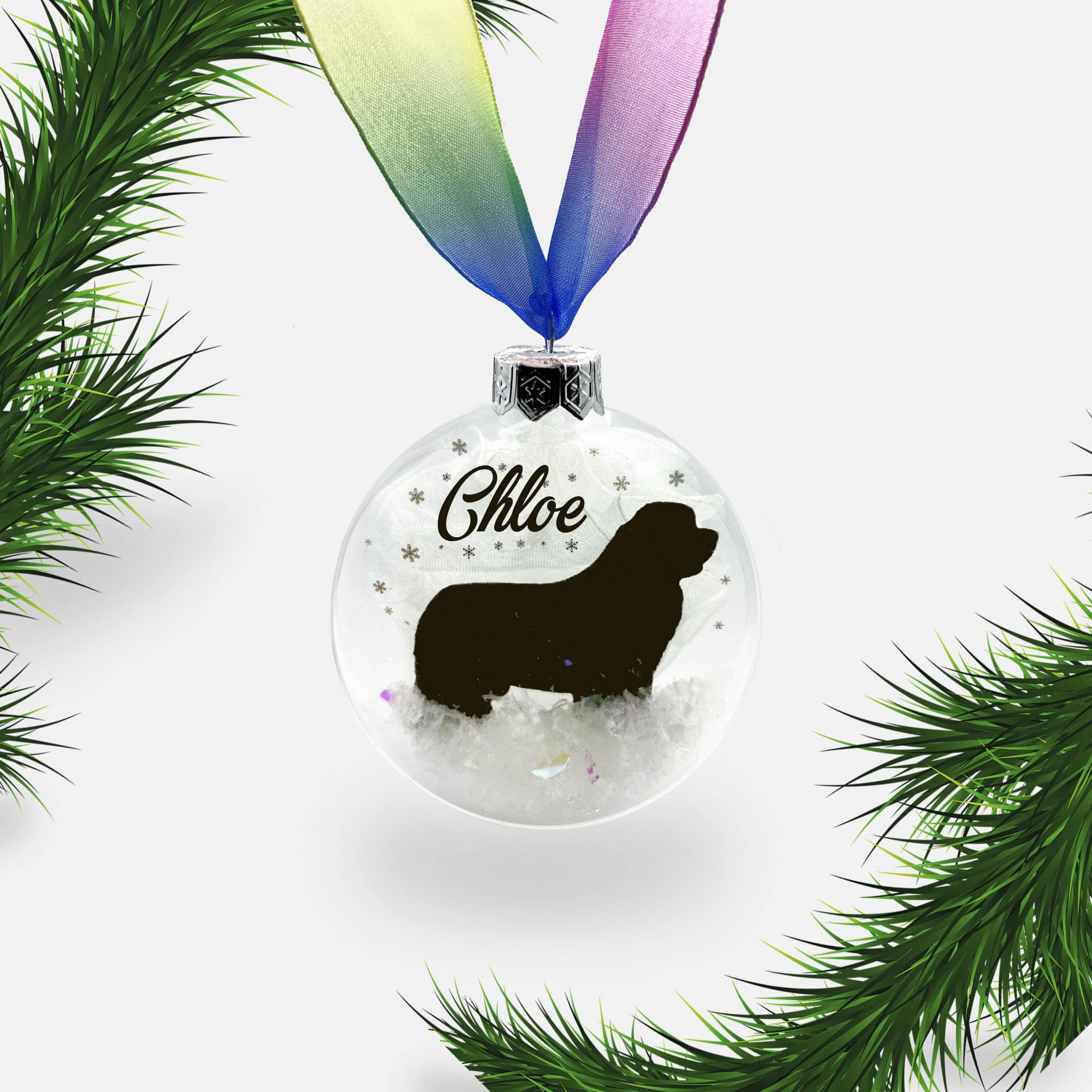 Newfoundland Dog Personalised Ornament | Custom Glass Christmas Bauble