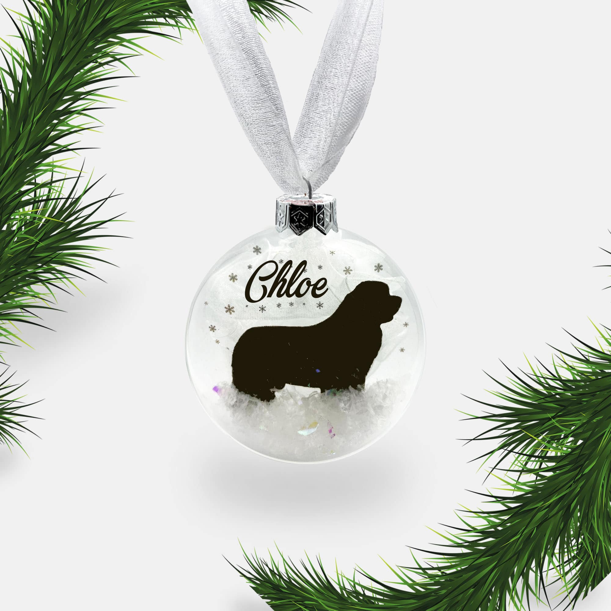 Newfoundland Dog Personalised Ornament | Custom Glass Christmas Bauble