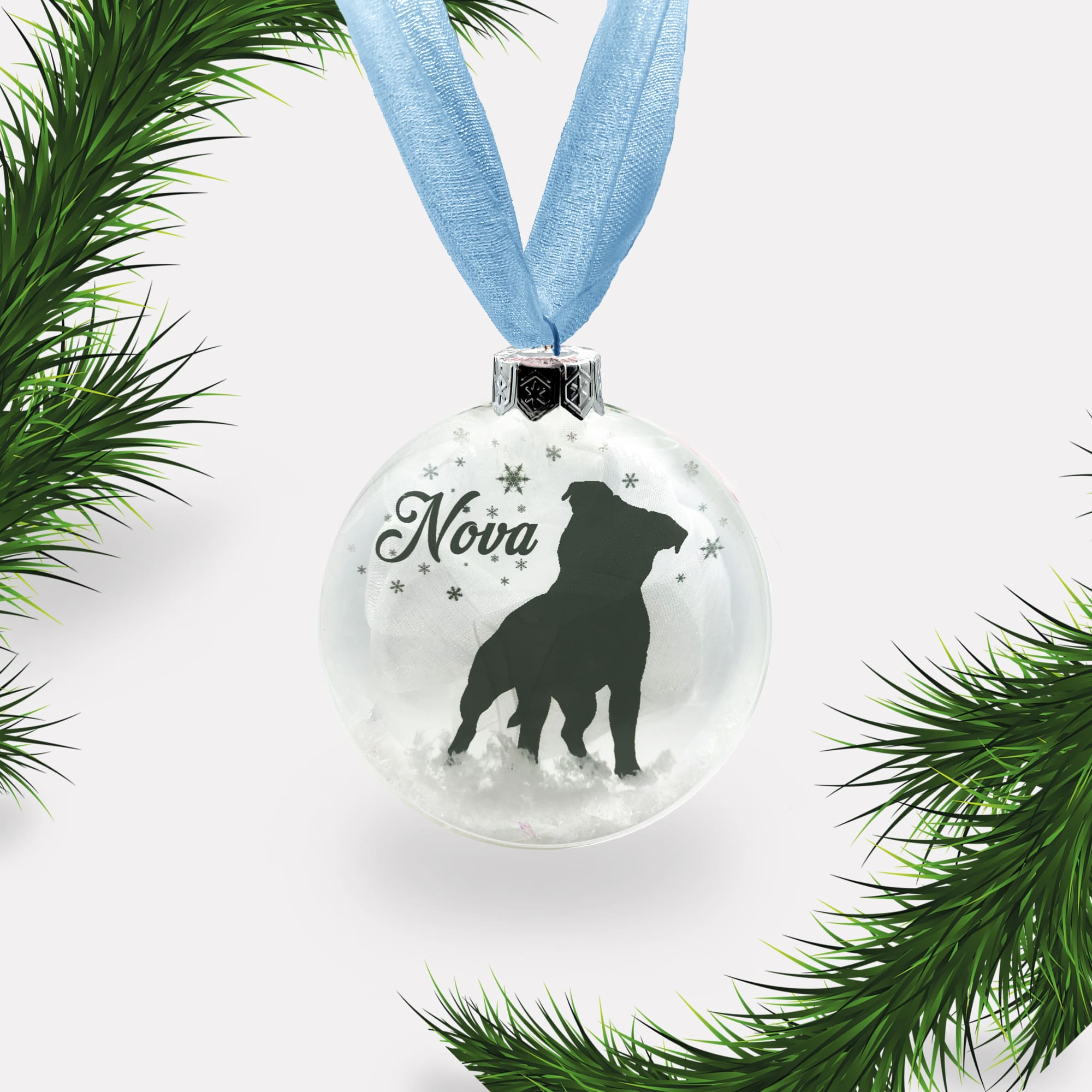 Pitbull Dog Personalised | Custom Glass Christmas Bauble