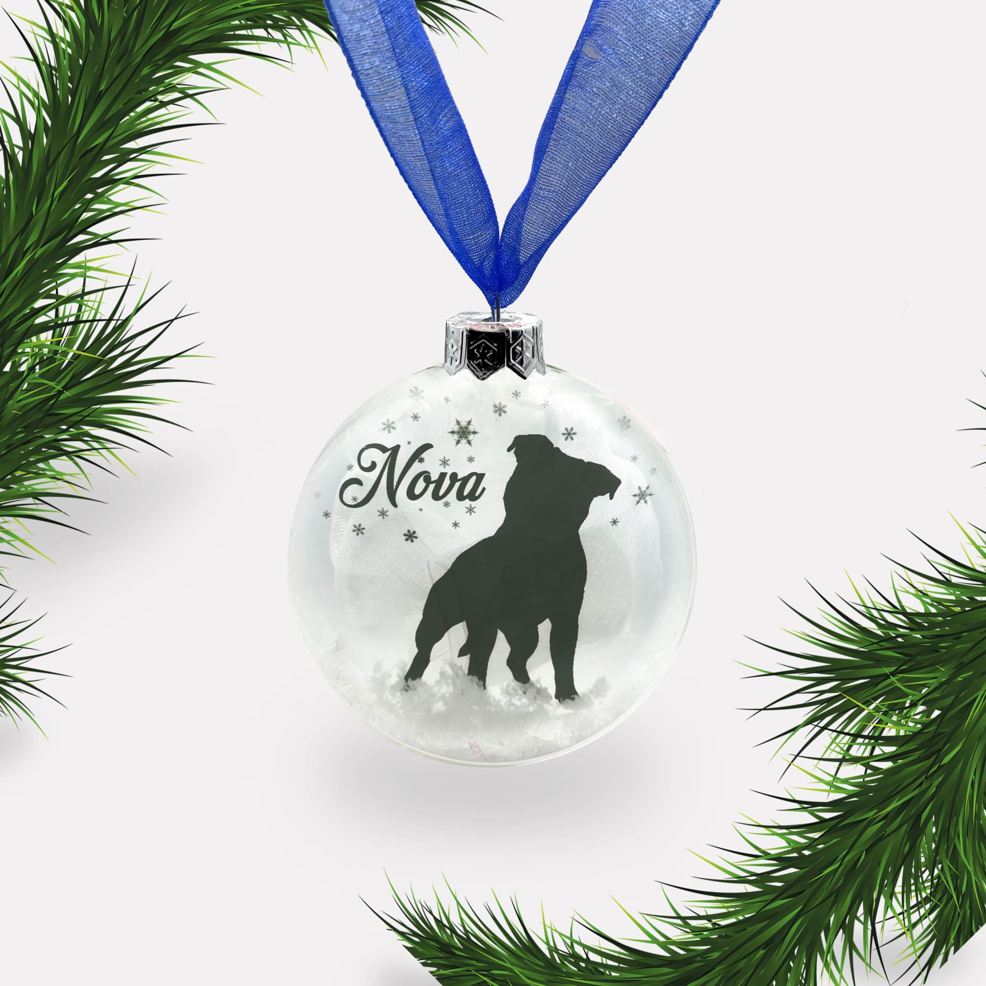 Pitbull Dog Personalised | Custom Glass Christmas Bauble