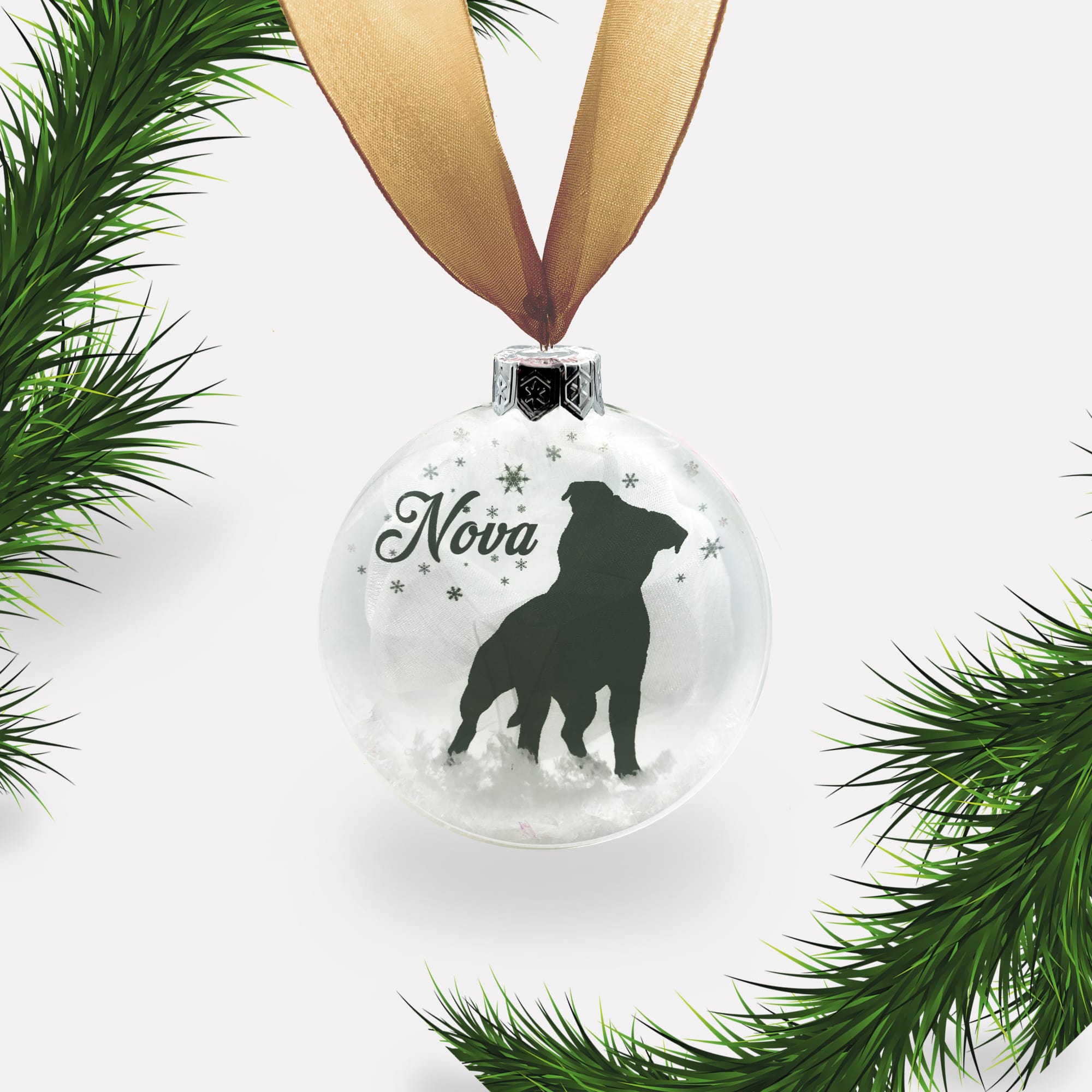 Pitbull Dog Personalised | Custom Glass Christmas Bauble