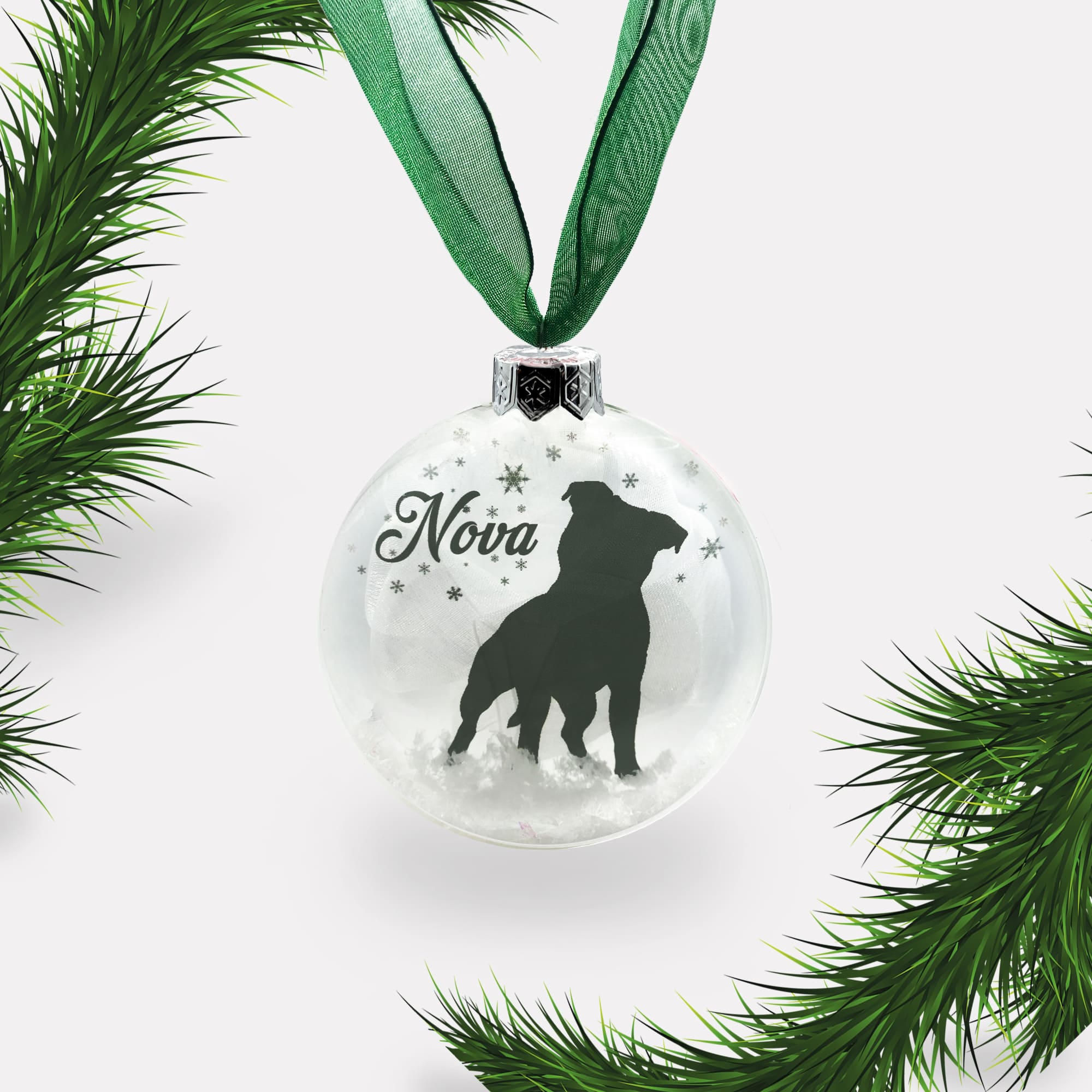 Pitbull Dog Personalised | Custom Glass Christmas Bauble