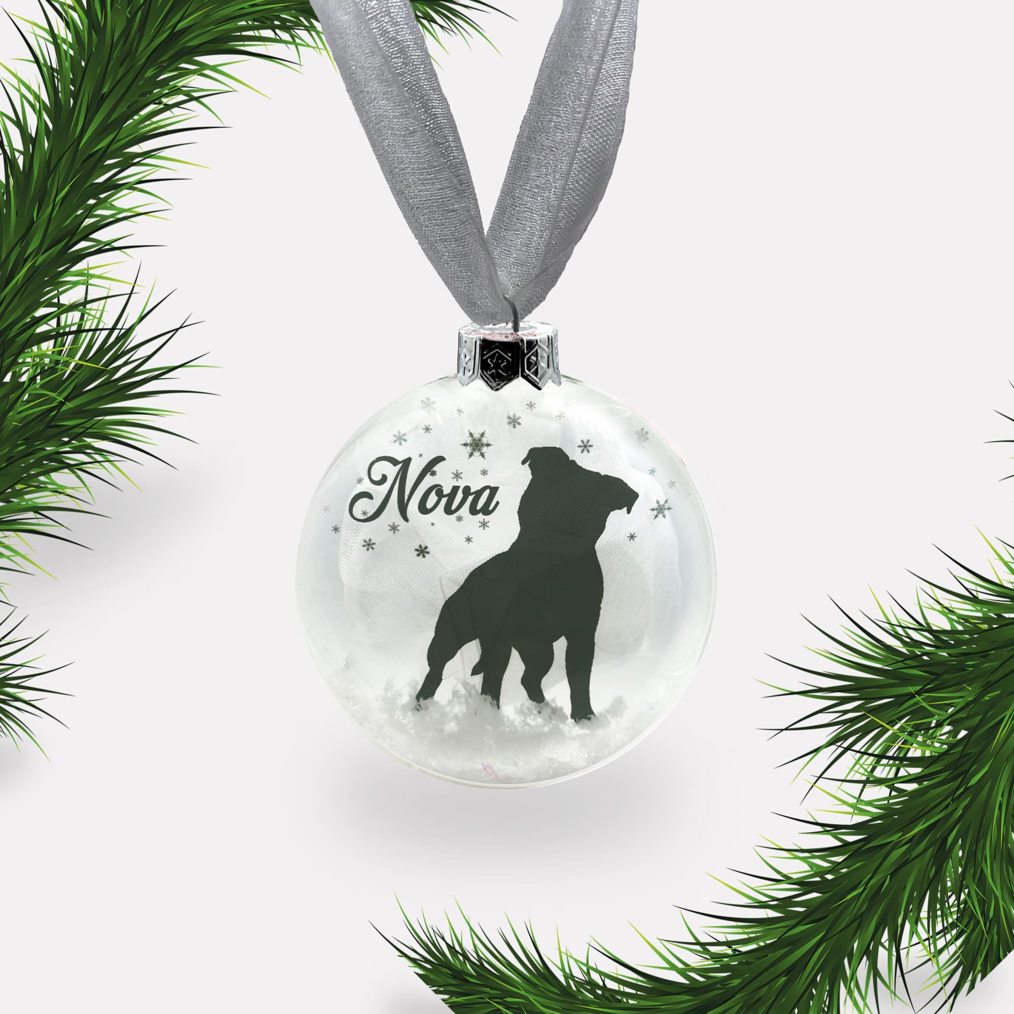 Pitbull Dog Personalised | Custom Glass Christmas Bauble