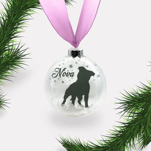 Pitbull Dog Personalised | Custom Glass Christmas Bauble