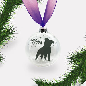 Pitbull Dog Personalised | Custom Glass Christmas Bauble