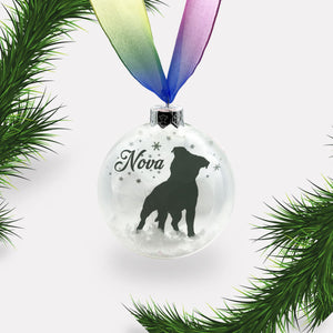 Pitbull Dog Personalised | Custom Glass Christmas Bauble