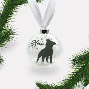 Pitbull Dog Personalised | Custom Glass Christmas Bauble