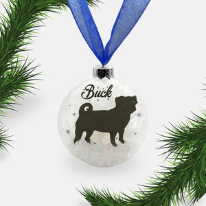 Pug Dog Personalised | Custom Glass Christmas Bauble