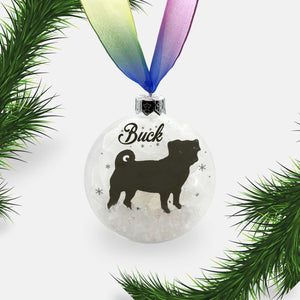 Pug Dog Personalised | Custom Glass Christmas Bauble