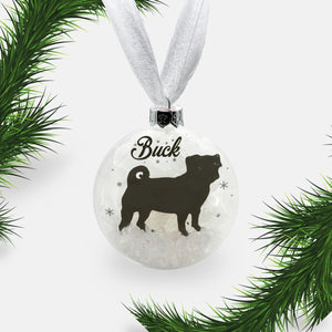 Pug Dog Personalised | Custom Glass Christmas Bauble