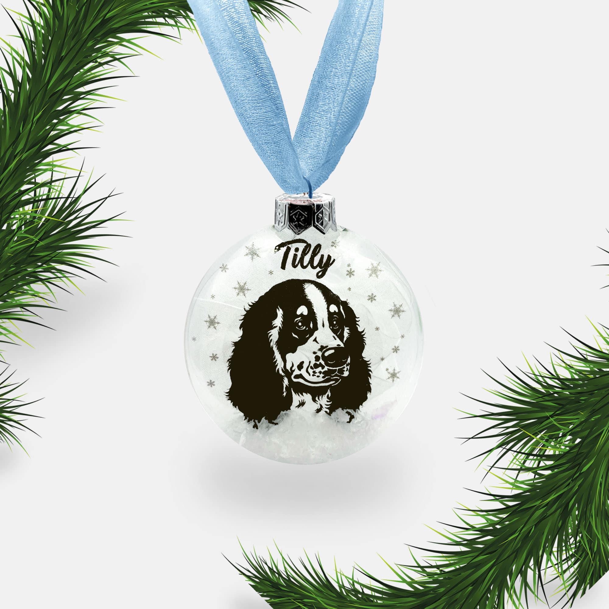 Springer Spaniel Dog Personalised | Custom Glass Christmas Bauble