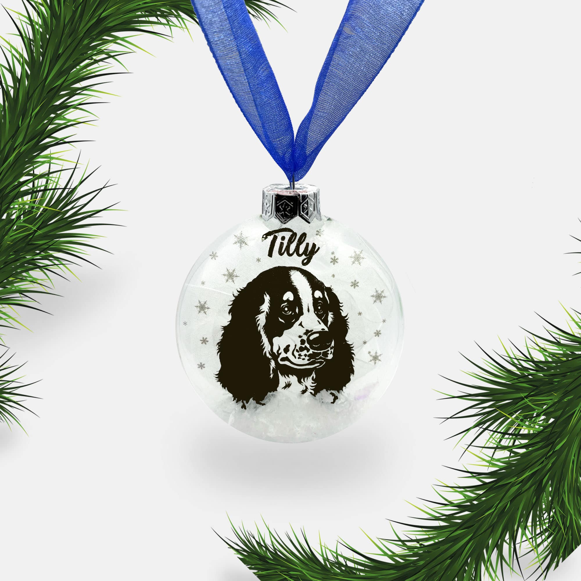 Springer Spaniel Dog Personalised | Custom Glass Christmas Bauble