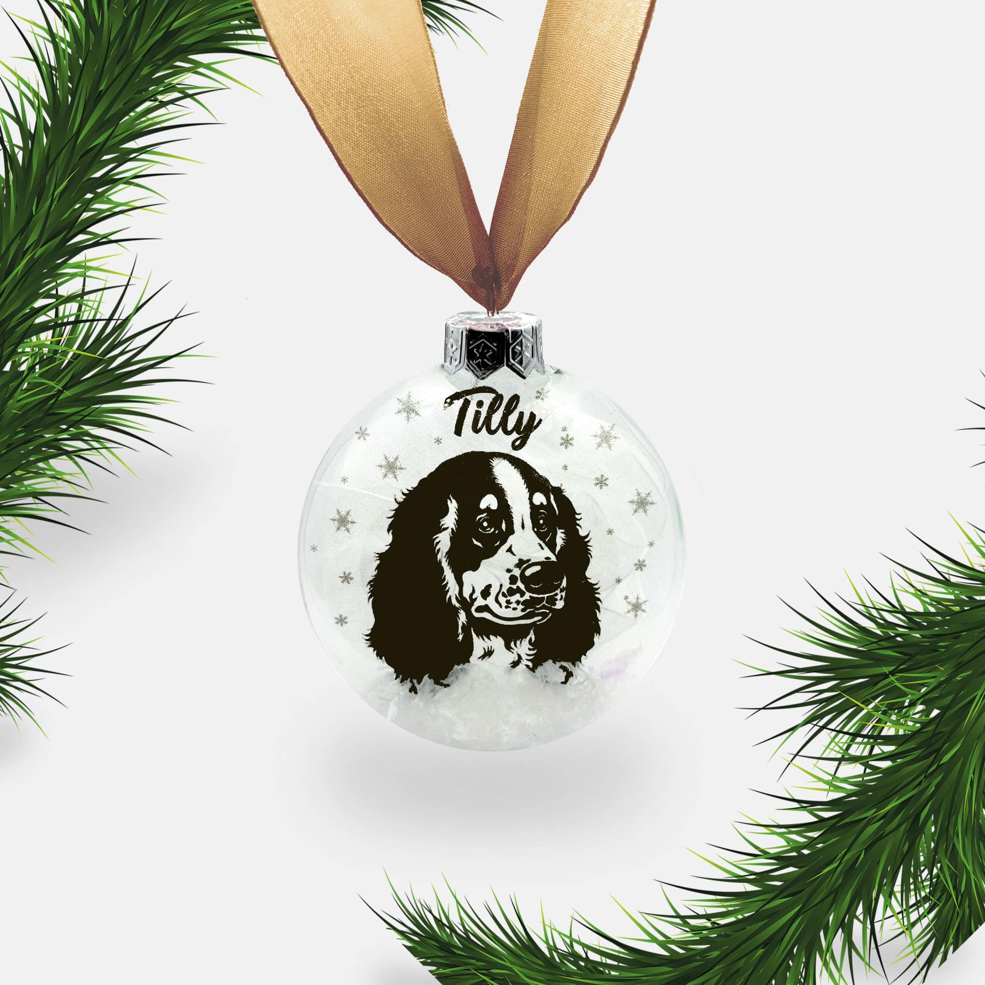 Springer Spaniel Dog Personalised | Custom Glass Christmas Bauble