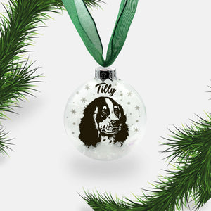 Springer Spaniel Dog Personalised | Custom Glass Christmas Bauble