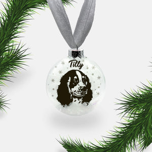 Springer Spaniel Dog Personalised | Custom Glass Christmas Bauble