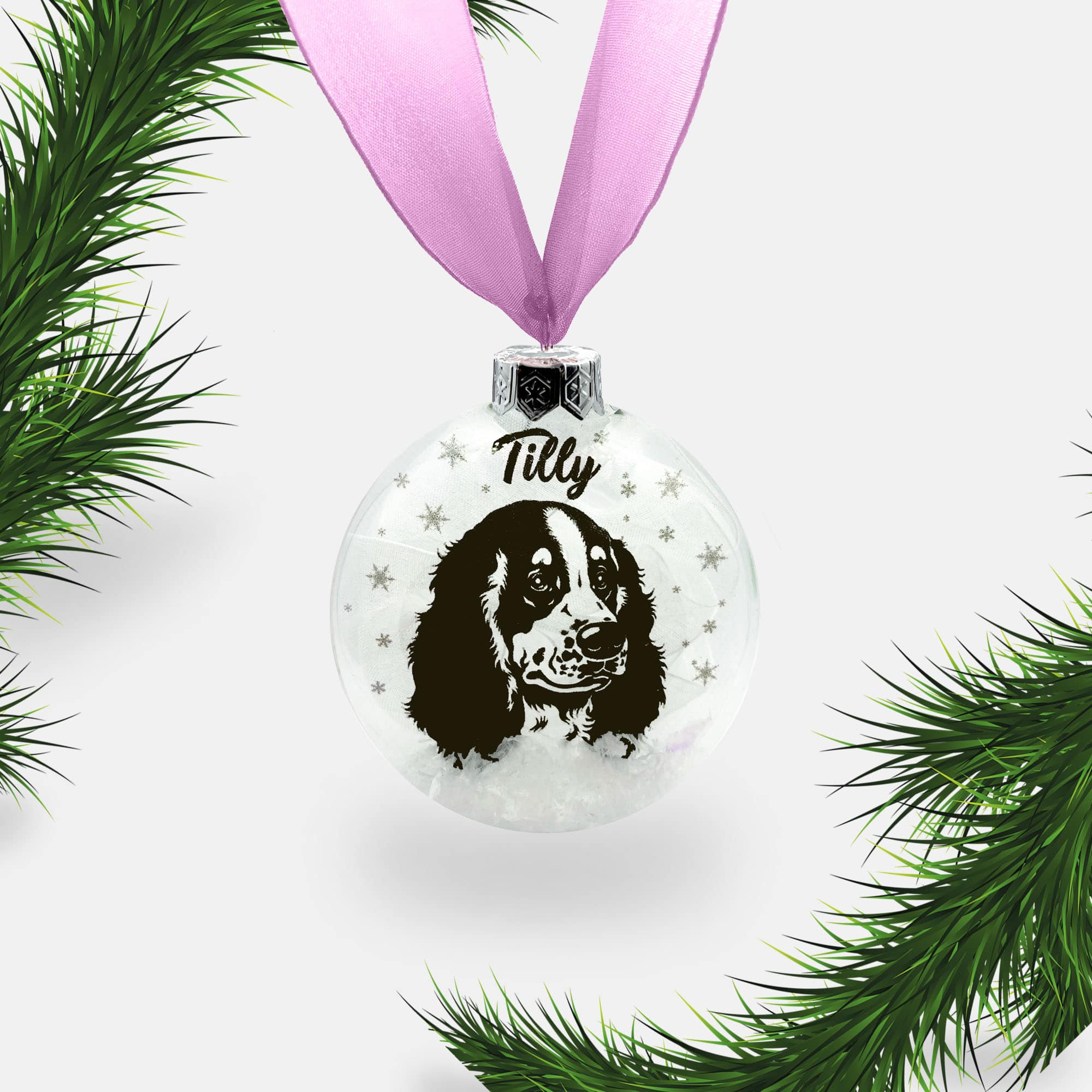 Springer Spaniel Dog Personalised | Custom Glass Christmas Bauble