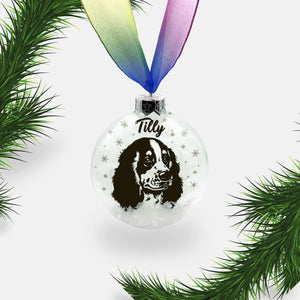 Springer Spaniel Dog Personalised | Custom Glass Christmas Bauble