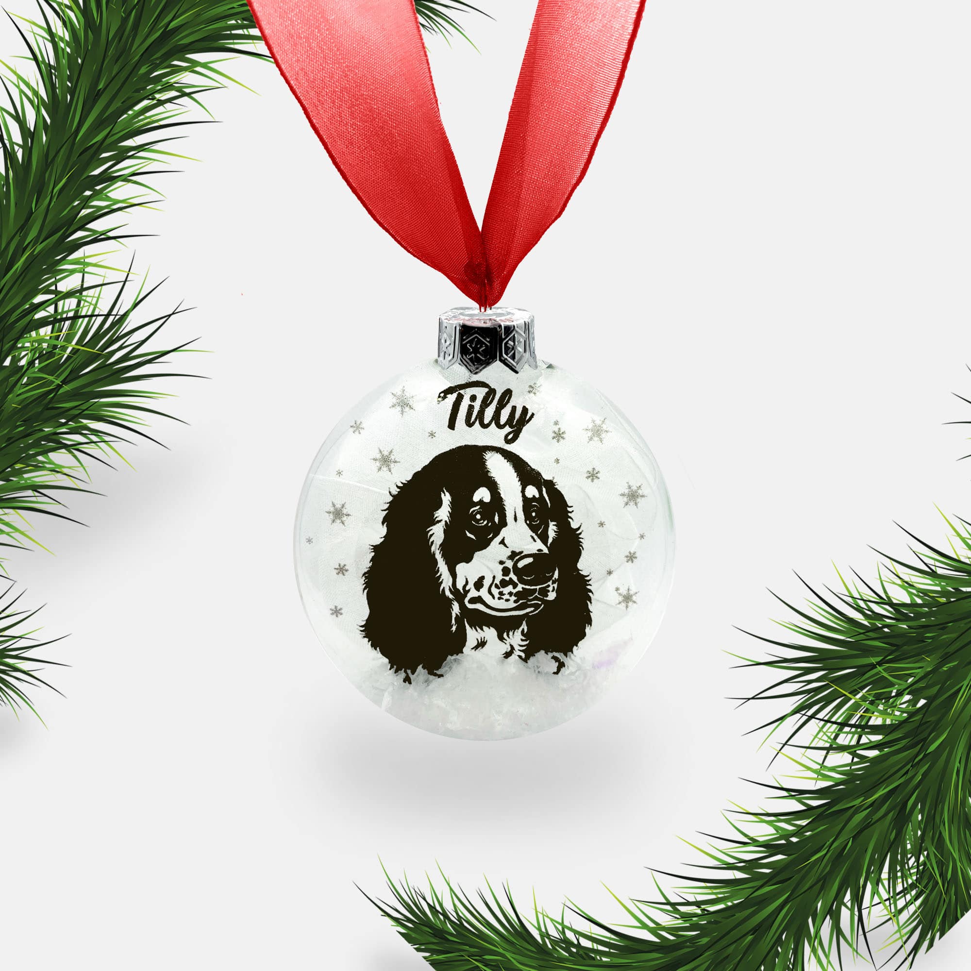 Springer Spaniel Dog Personalised | Custom Glass Christmas Bauble