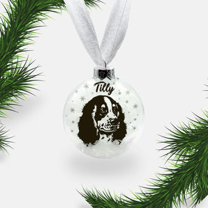 Springer Spaniel Dog Personalised | Custom Glass Christmas Bauble