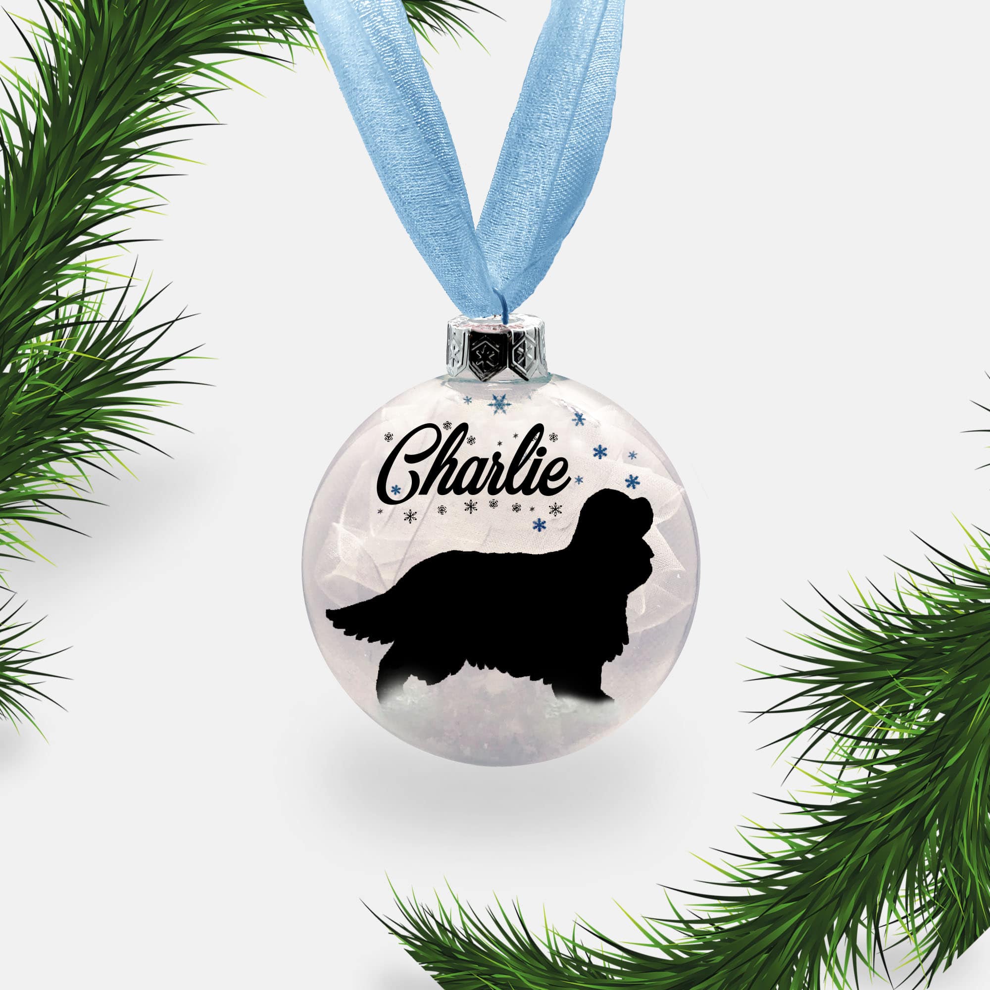 Cavalier King Charles Spaniel Dog Personalised | Custom Glass Christmas Bauble