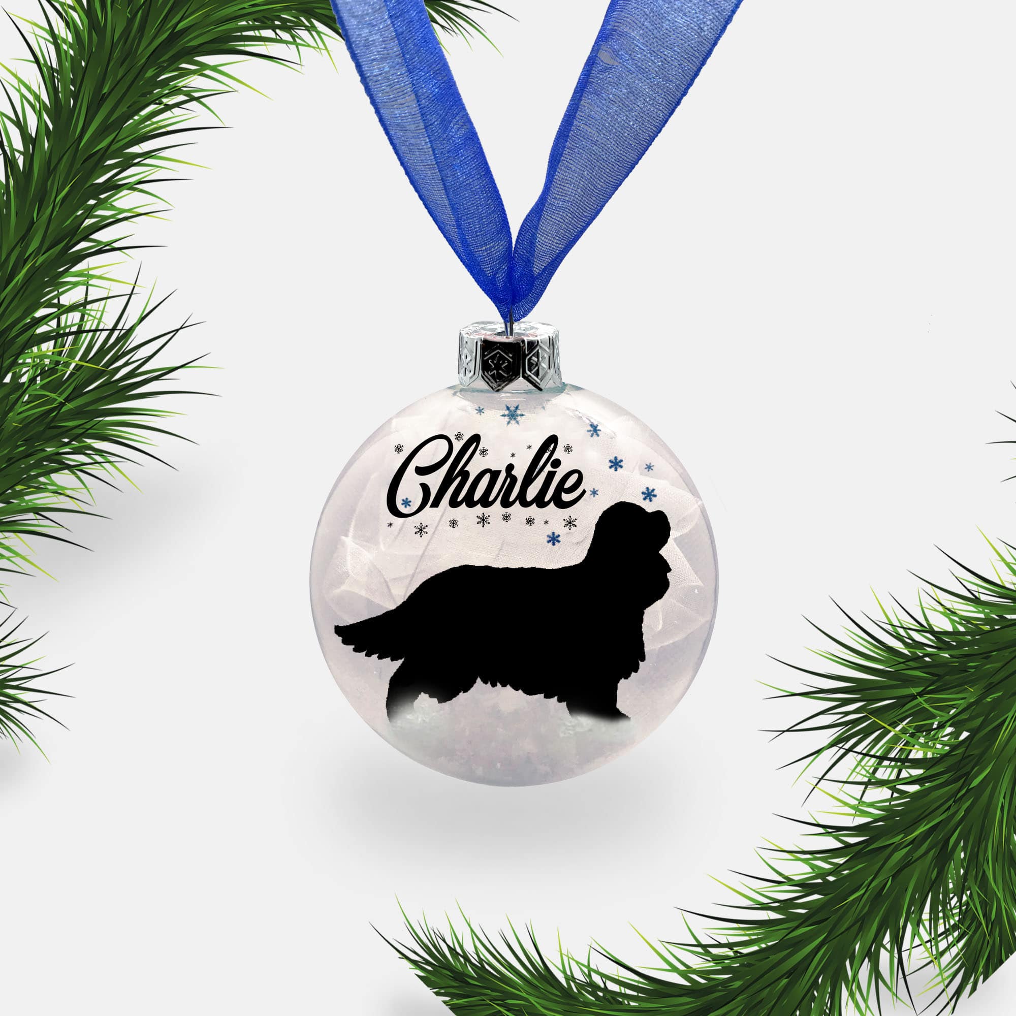 Cavalier King Charles Spaniel Dog Personalised | Custom Glass Christmas Bauble