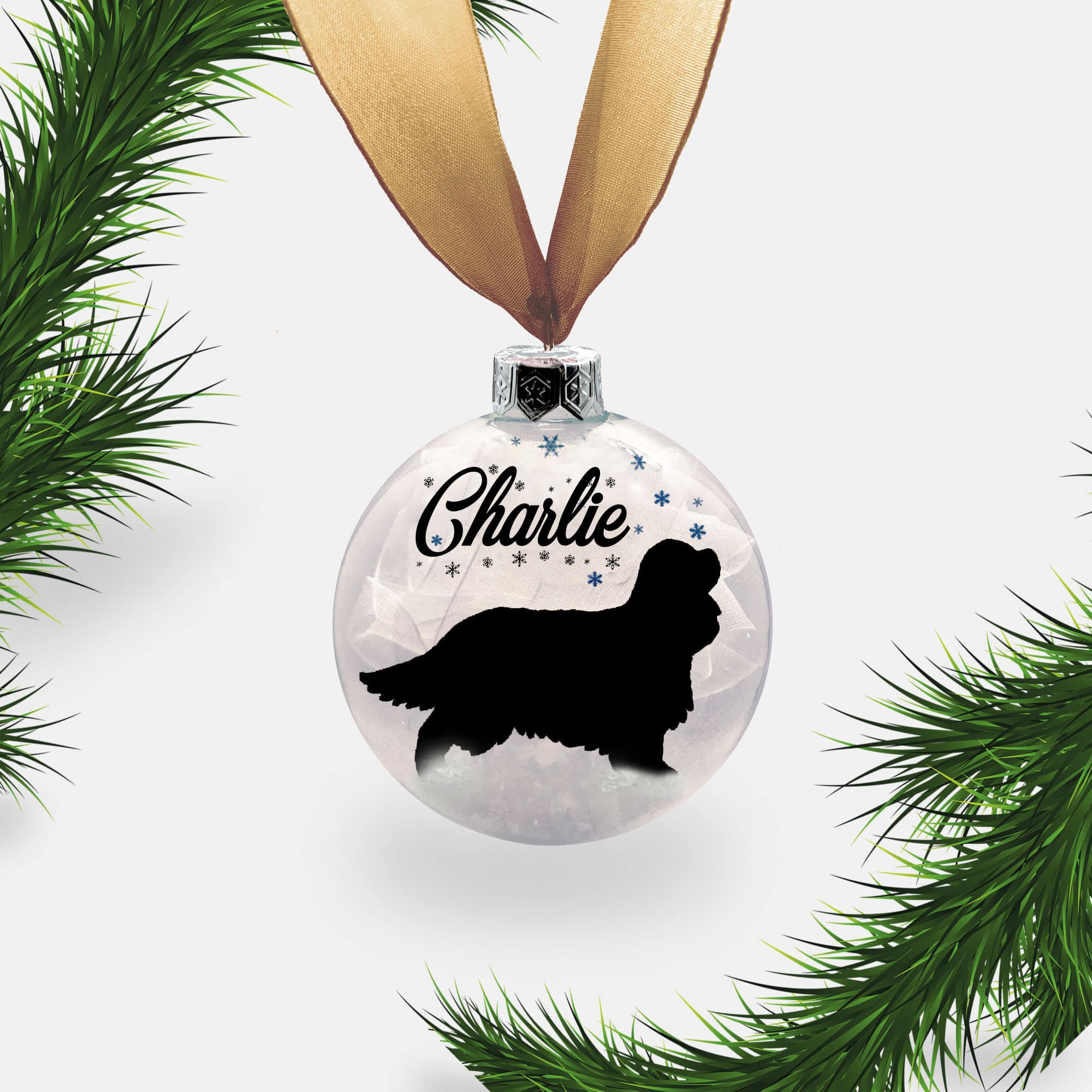 Cavalier King Charles Spaniel Dog Personalised | Custom Glass Christmas Bauble