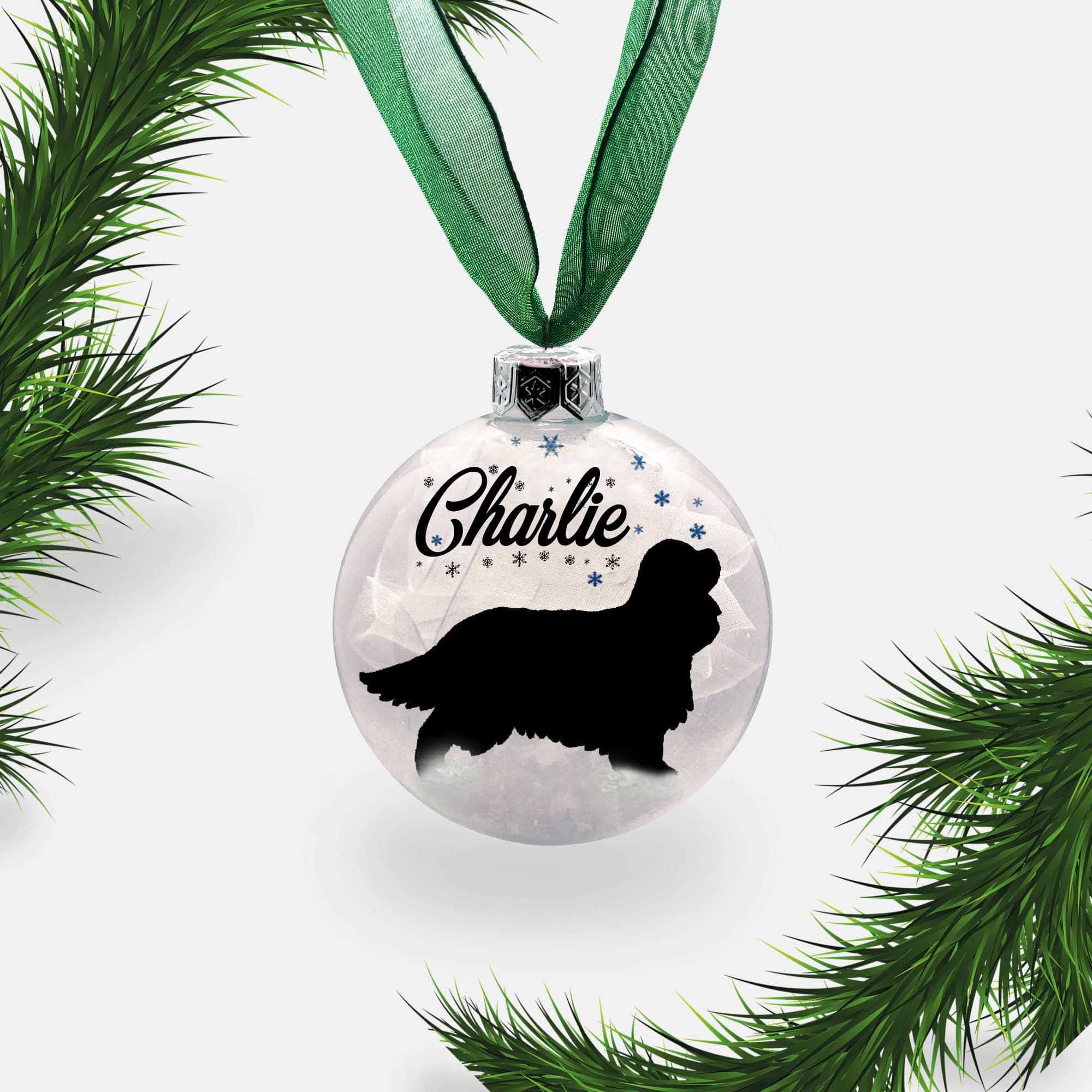 Cavalier King Charles Spaniel Dog Personalised | Custom Glass Christmas Bauble