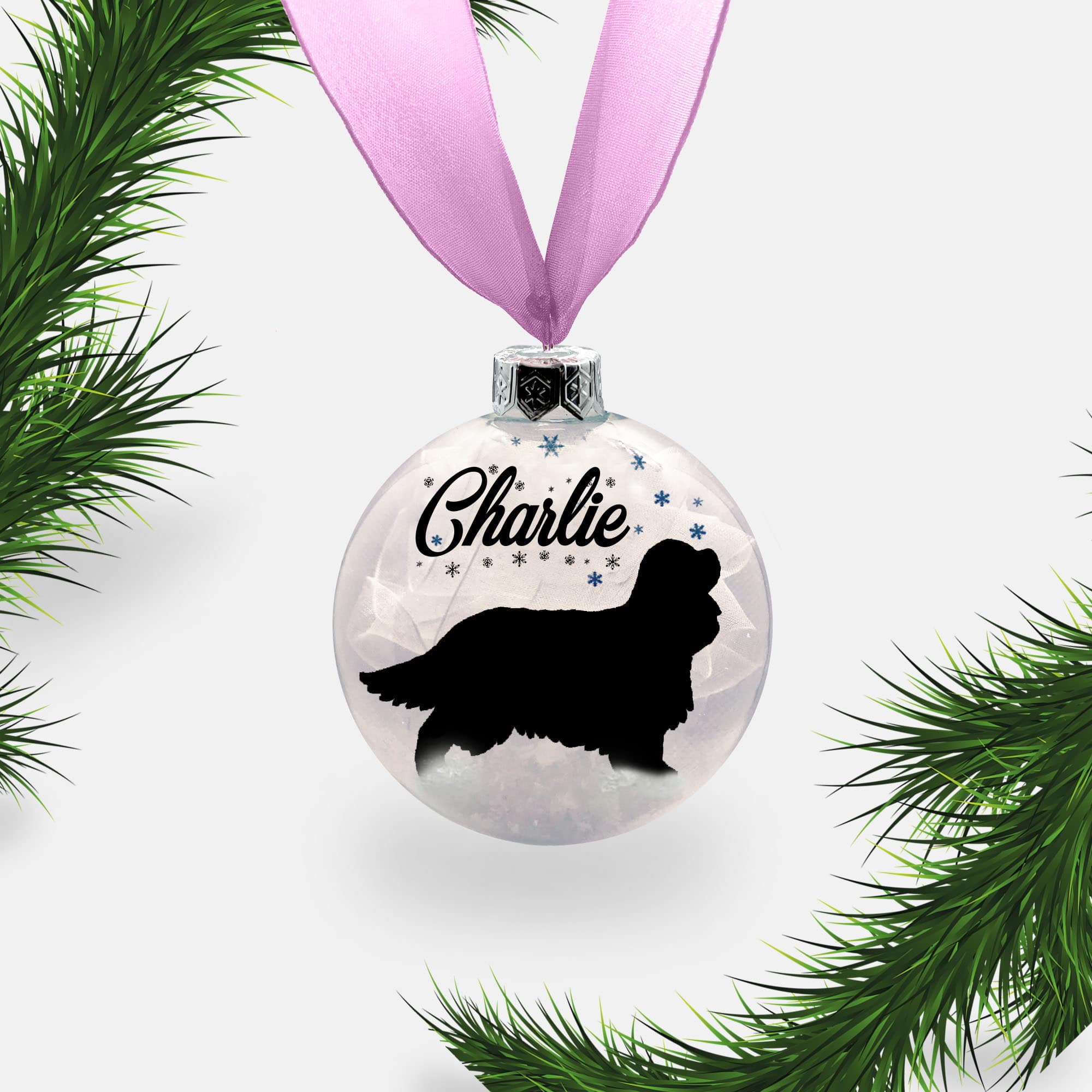 Cavalier King Charles Spaniel Dog Personalised | Custom Glass Christmas Bauble