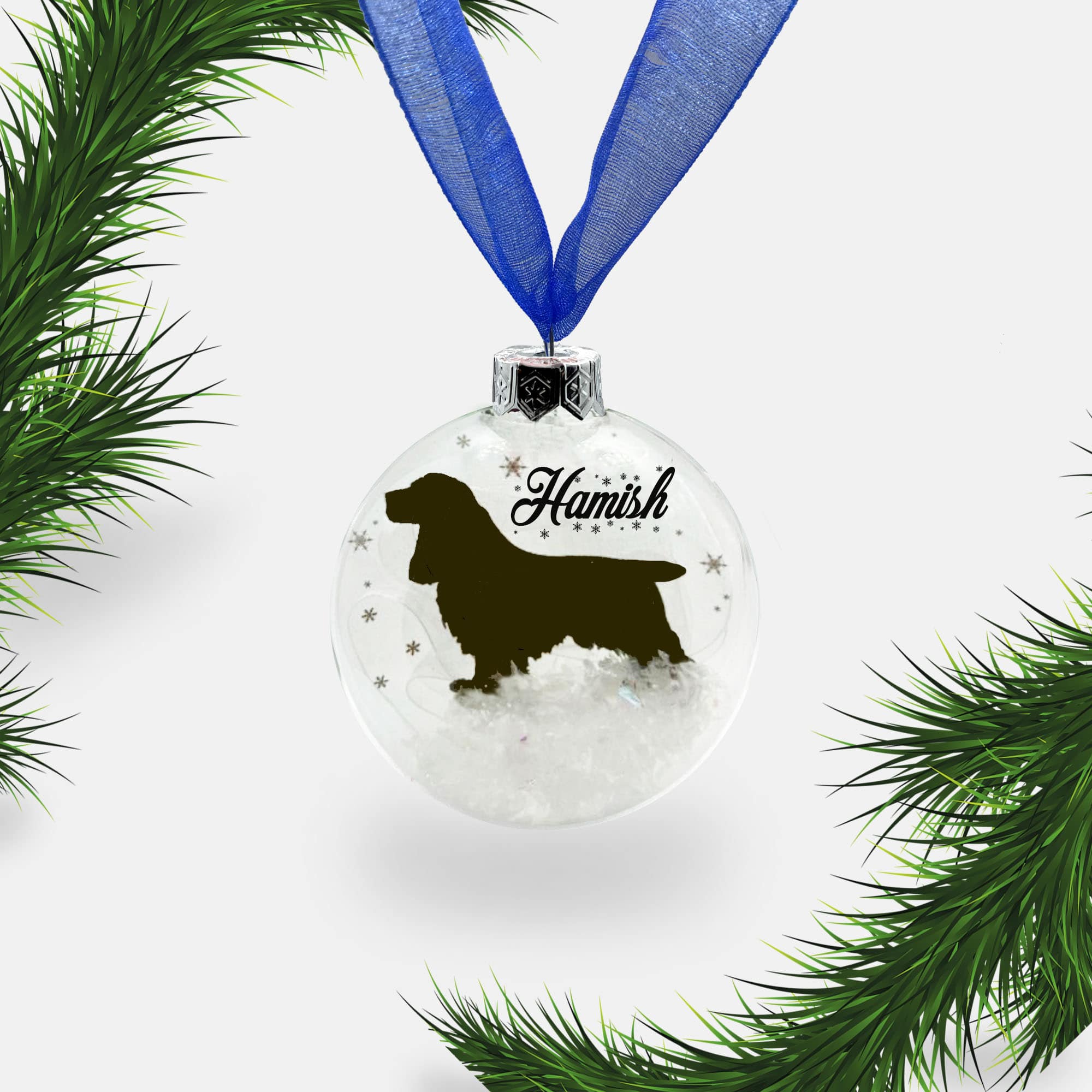 Cocker Spaniel Dog Personalised Ornament | Custom Glass Christmas Bauble