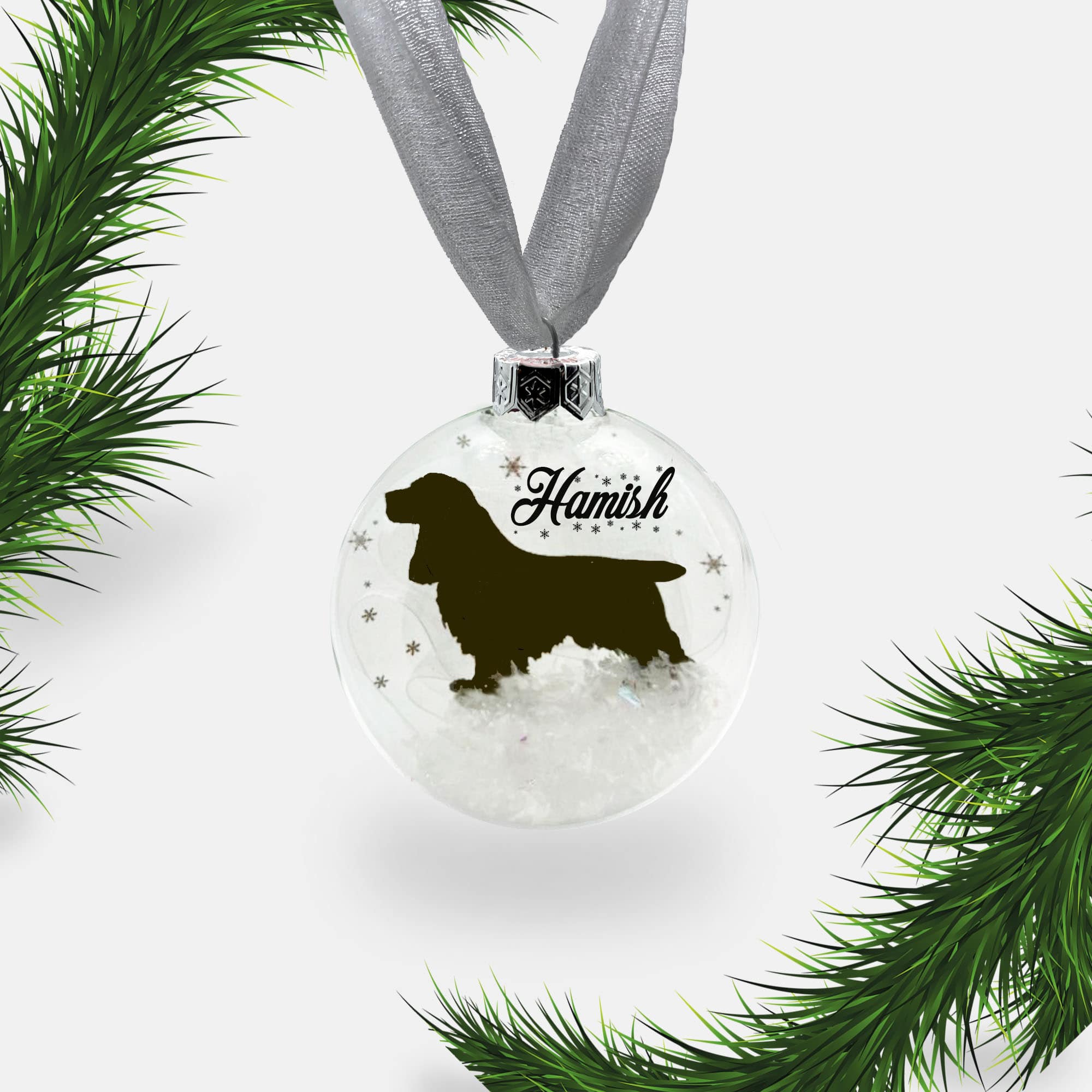 Cocker Spaniel Dog Personalised Ornament | Custom Glass Christmas Bauble