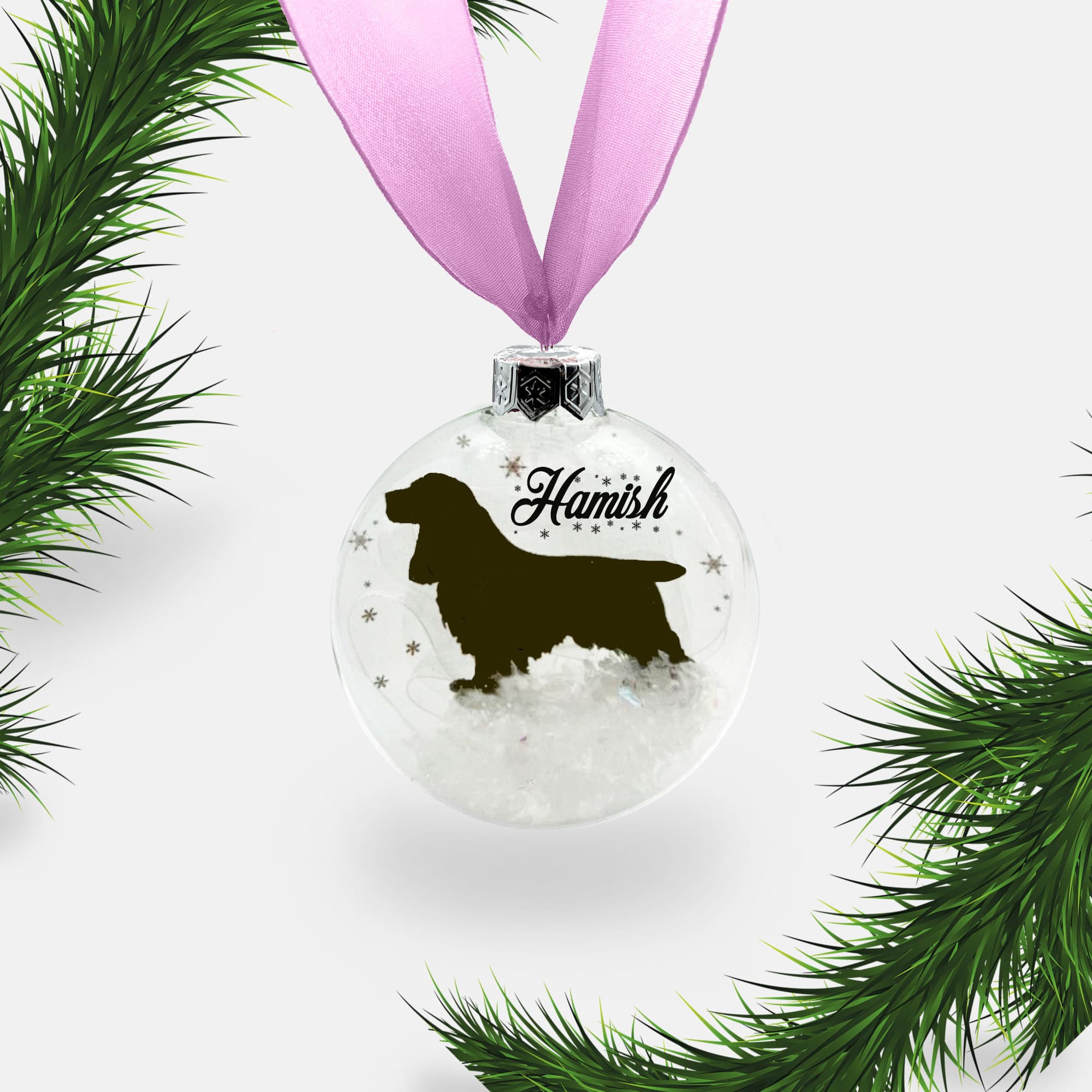 Cocker Spaniel Dog Personalised Ornament | Custom Glass Christmas Bauble