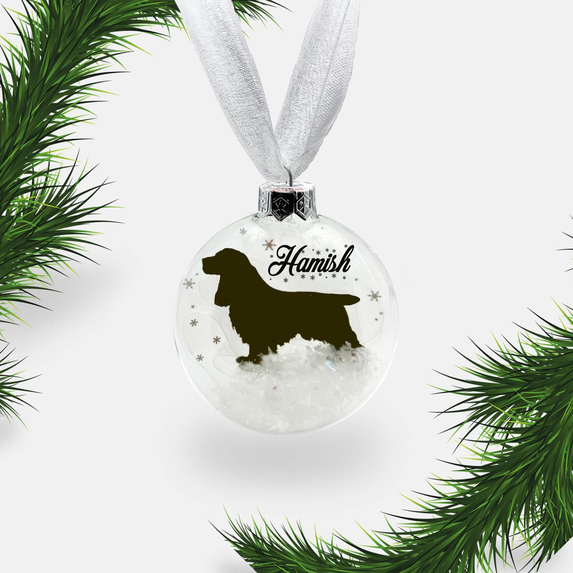 Cocker Spaniel Dog Personalised Ornament | Custom Glass Christmas Bauble